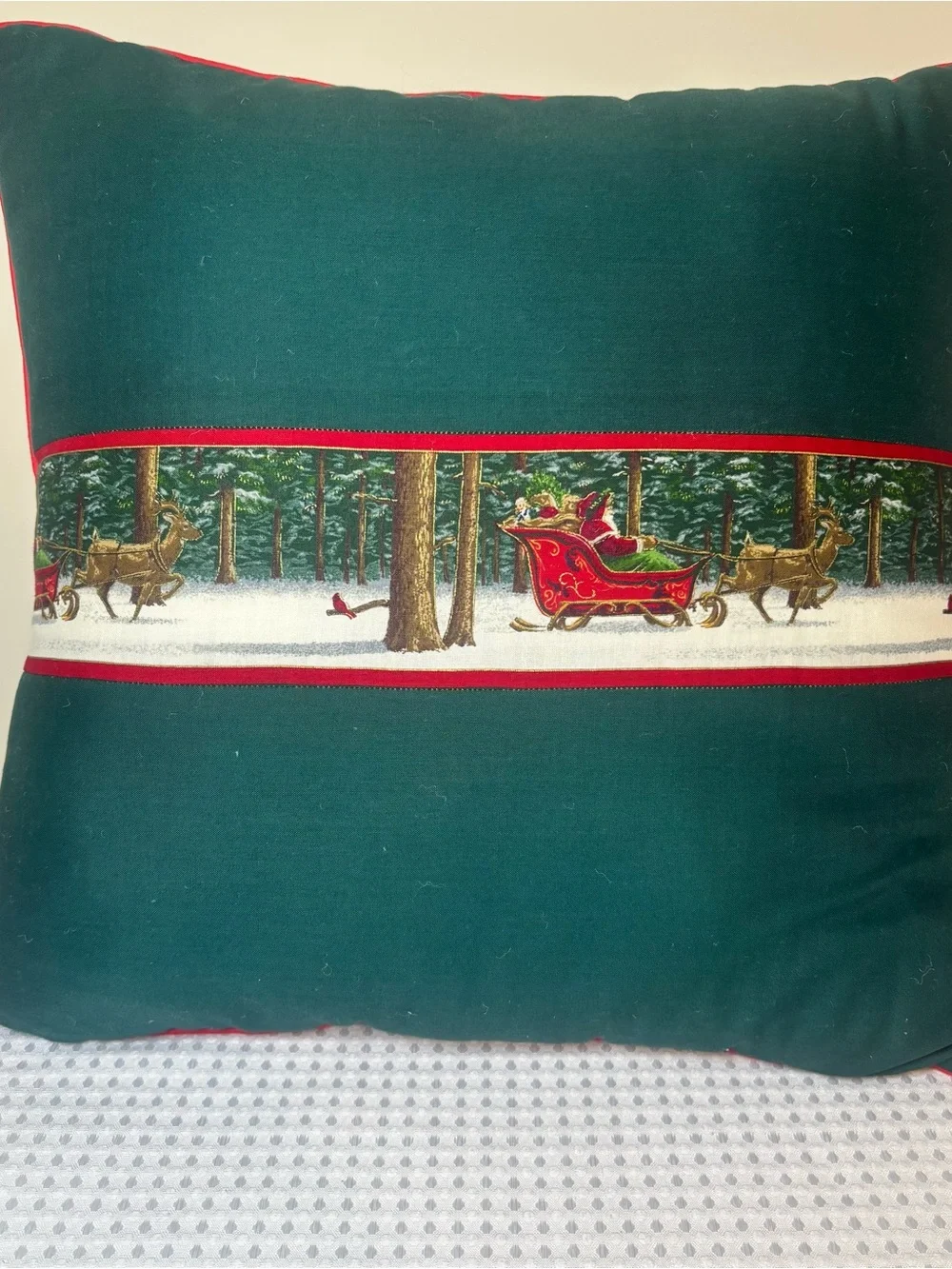 Santa and Reindeer Christmas Accent Throw Pillow